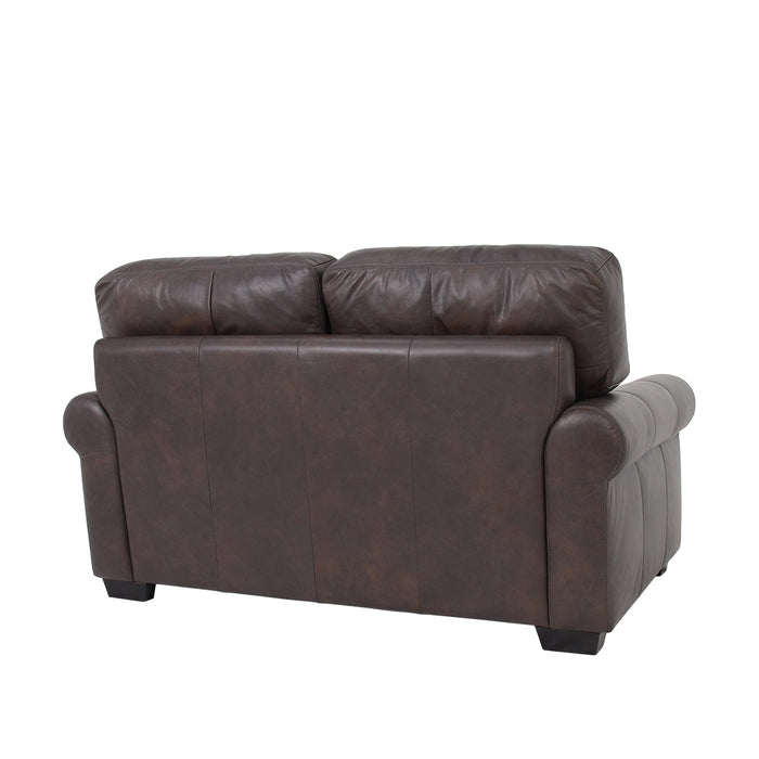 Florentine Top Grain Leather Love Seat - Dark Brown