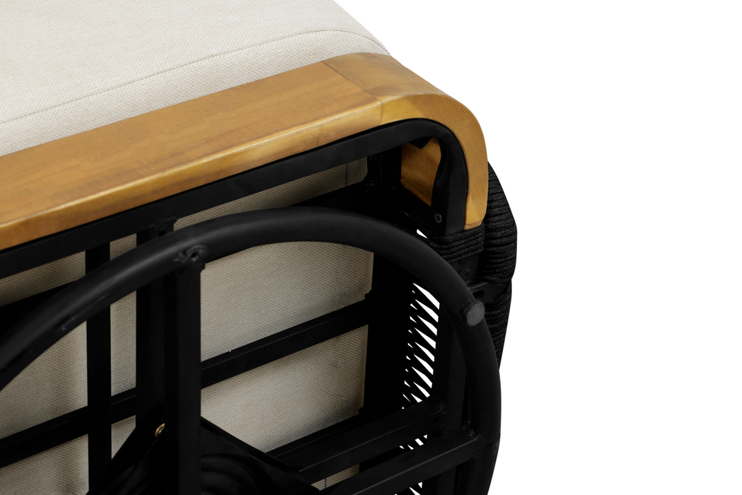 Alpine Teak Wood Modern Swivel Outdoor Arm Chair – Black