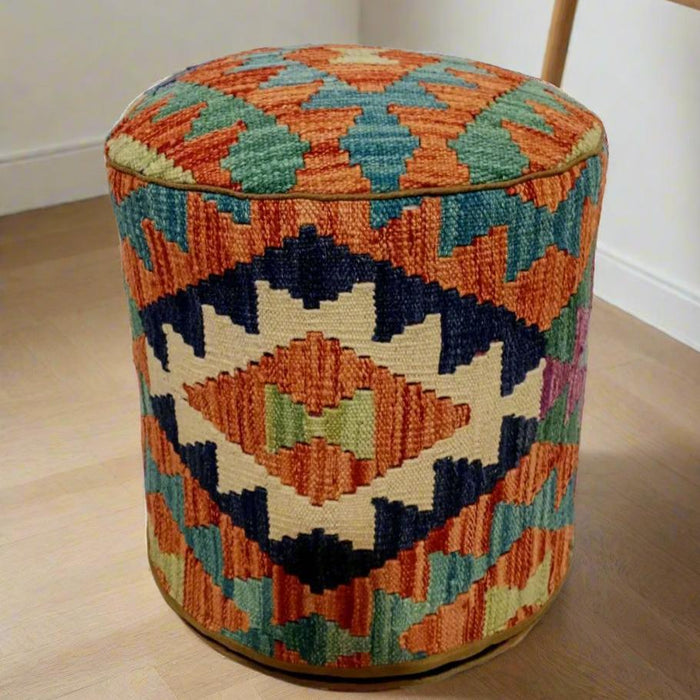 One of a Kind Kilim Rug Pouf Ottoman foot stool #12B