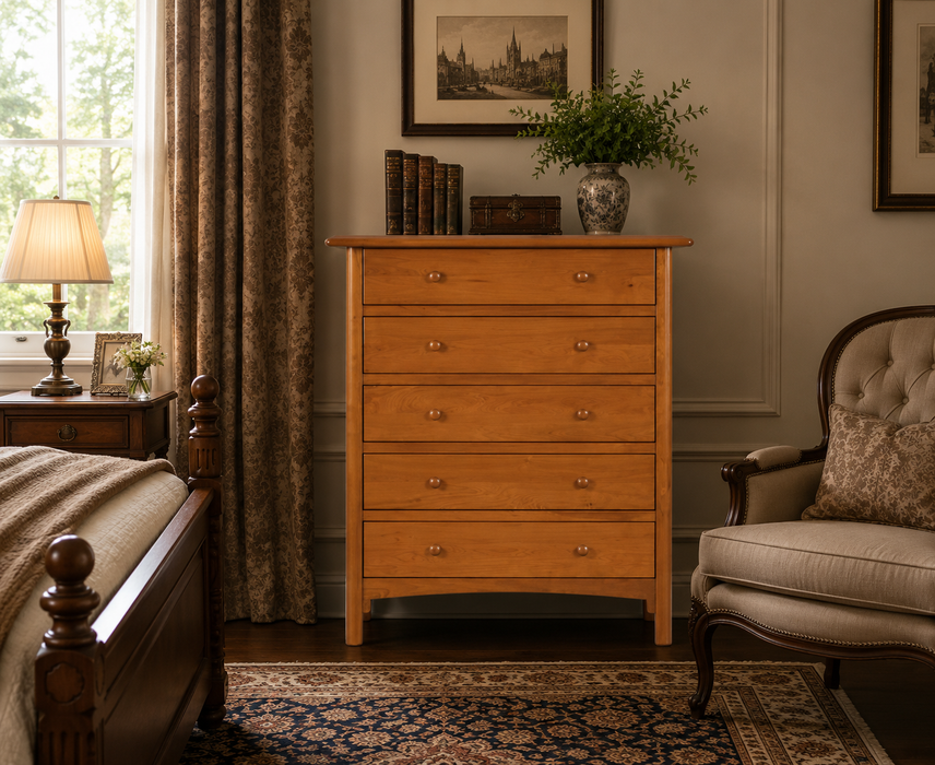Heritage Cherry Solid Cherry Wood 5-Drawer Chest / Dresser