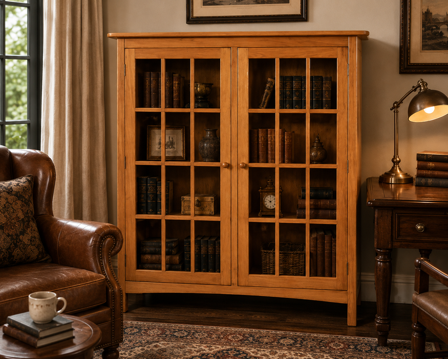 Heritage Cherry Solid Wood 2-Door Bookcase