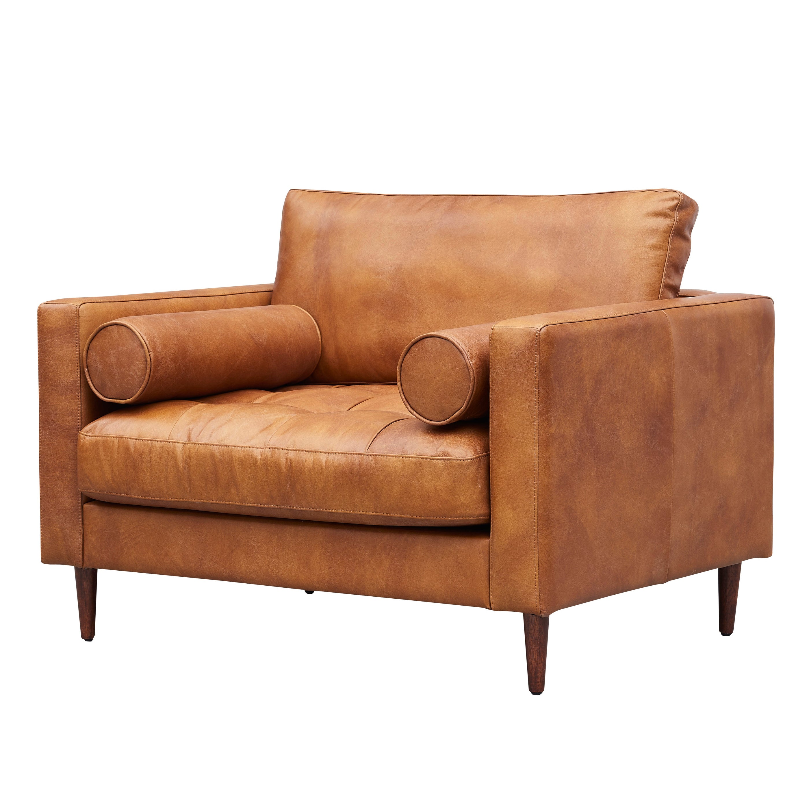 Alamo Top Grain Leather Arm Chair - Light Brown — Crafters and Weavers
