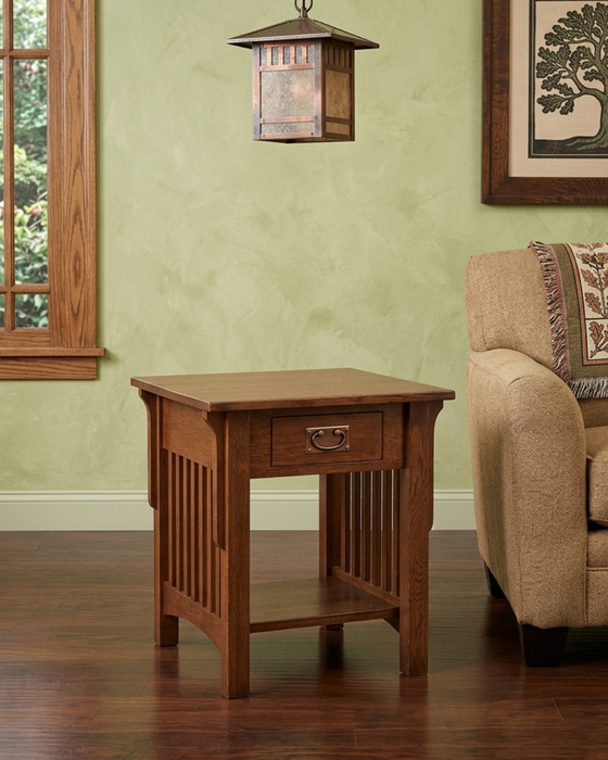 *Mission 1 Drawer Crofter End Table - Golden Brown (GB1)
