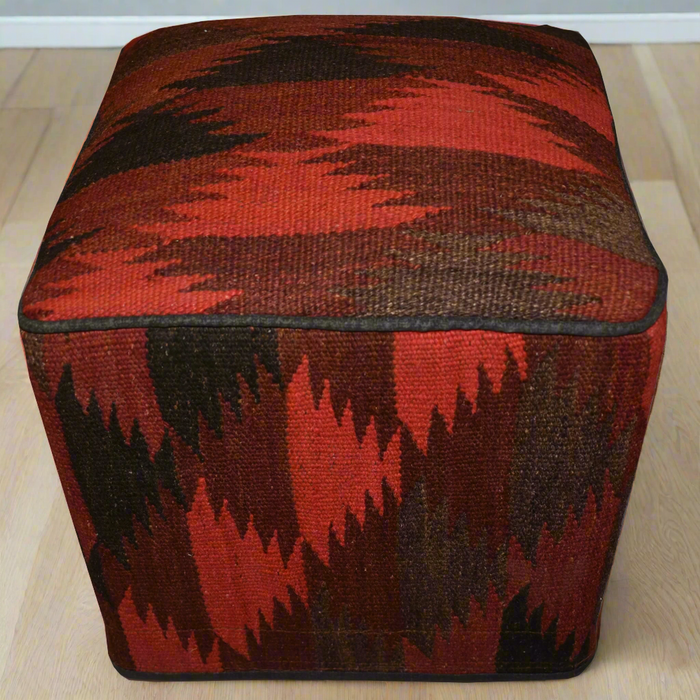 One of a Kind Kilim Rug Pouf Ottoman foot stool - #158