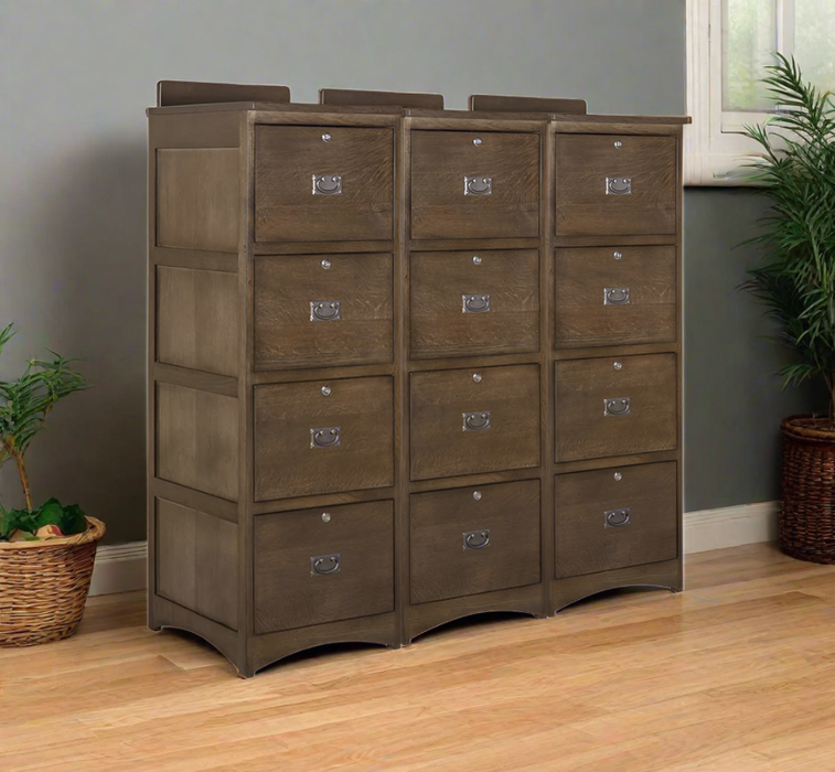 Mission Solid Oak 4 Drawer File Cabinet - Walnut