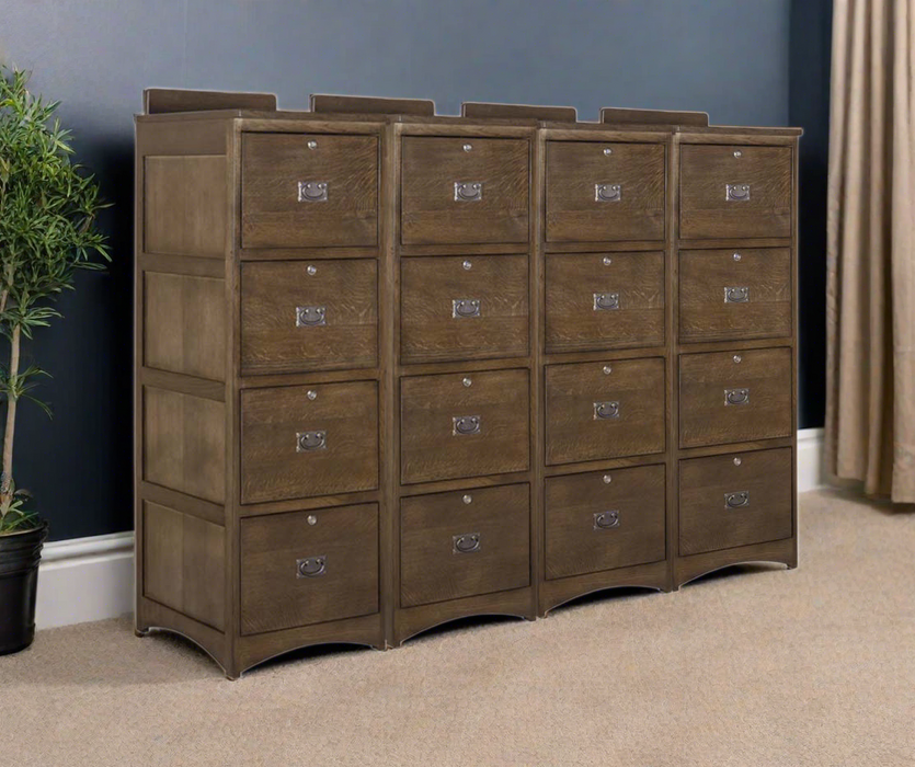 Mission Solid Oak 4 Drawer File Cabinet - Walnut