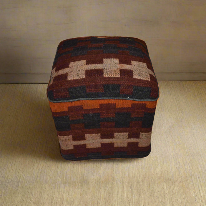 One of a Kind Kilim Rug Pouf Ottoman foot stool - #169