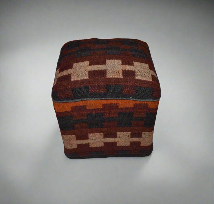 One of a Kind Kilim Rug Pouf Ottoman foot stool - #169