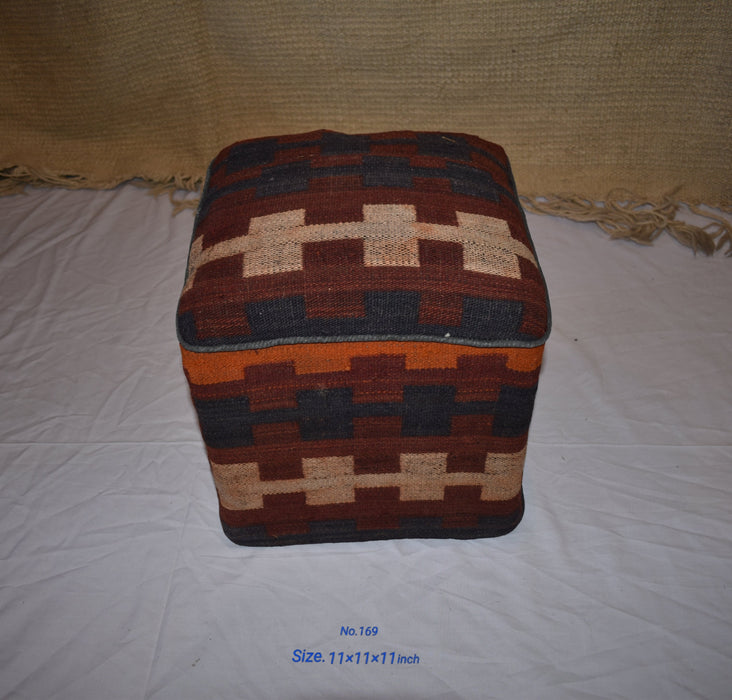 One of a Kind Kilim Rug Pouf Ottoman foot stool - #169