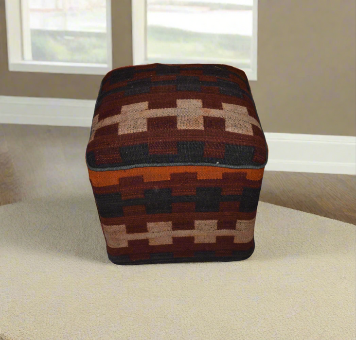 One of a Kind Kilim Rug Pouf Ottoman foot stool - #169