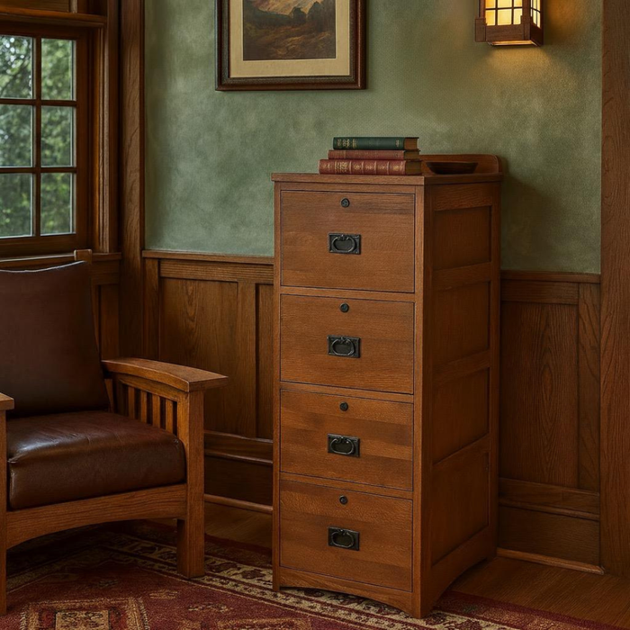 Mission Solid Oak 4 Drawer File Cabinet - Options Available