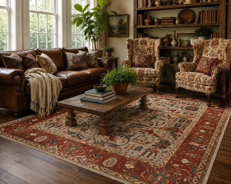 Hand-Knotted Vegetable Dye Sultanabad Rug from Pakistan,  9' 2" x 12'