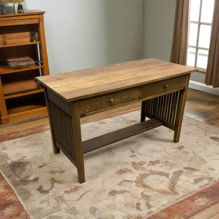 Mission / Arts and Crafts Solid Oak Writing Desk - 50 Inch