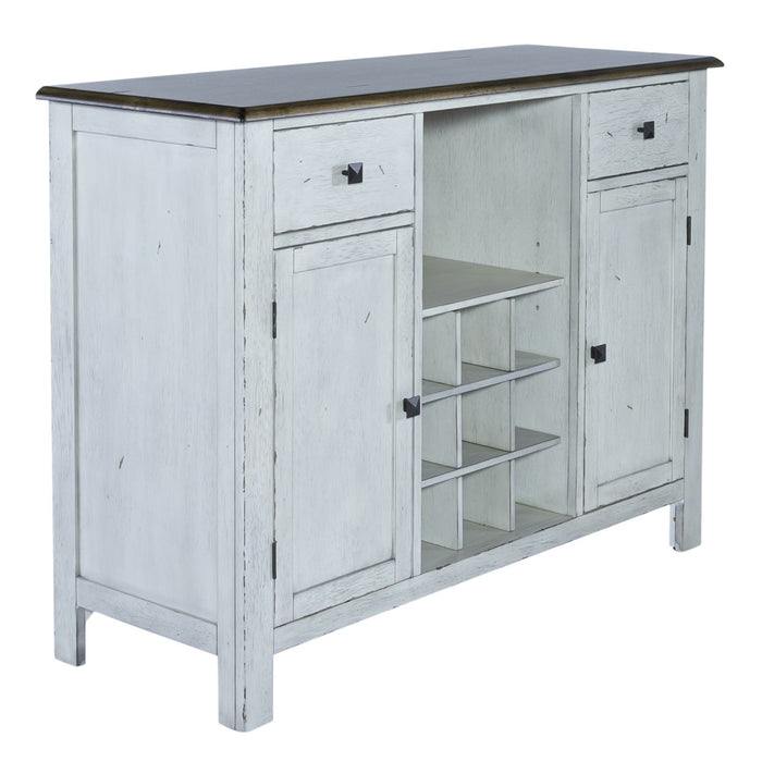 Marenza Farmhouse Server with removable 9-bottle Wine Rack - White