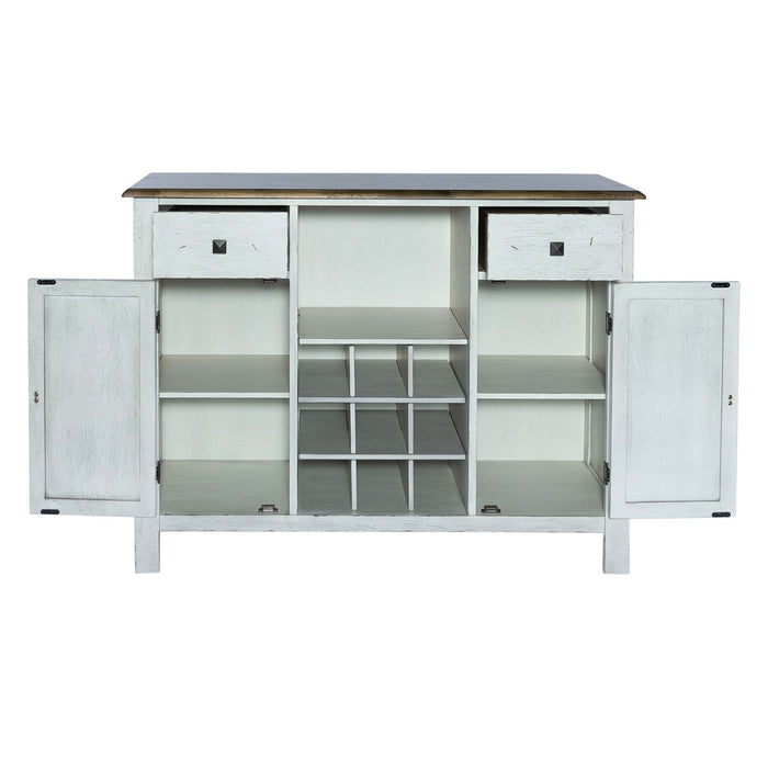 Marenza Farmhouse Server with removable 9-bottle Wine Rack - White