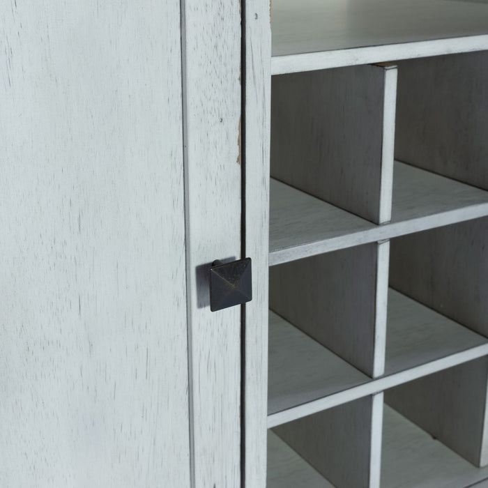 Marenza Farmhouse Server with removable 9-bottle Wine Rack - White