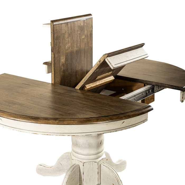 Marenza Farmhouse Dining Table  White Finish with 1 Extension Leaf