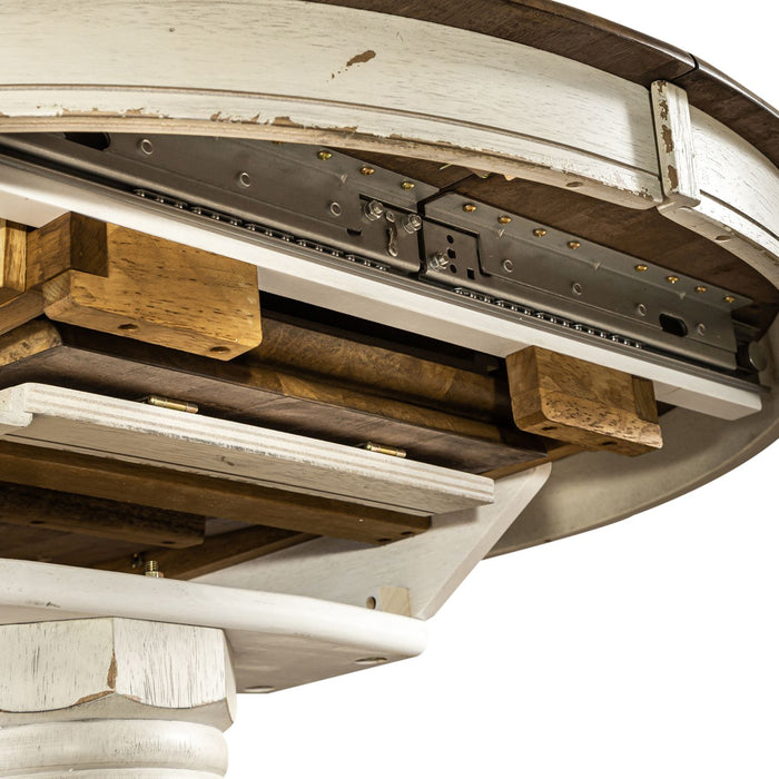 Marenza Farmhouse Dining Table  White Finish with 1 Extension Leaf