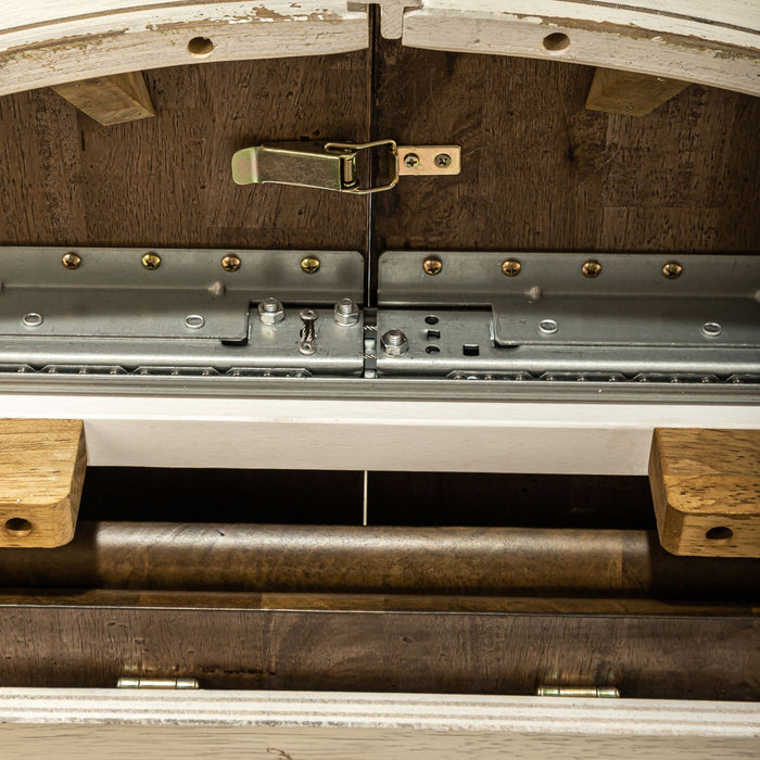 Marenza Farmhouse Dining Table  White Finish with 1 Extension Leaf