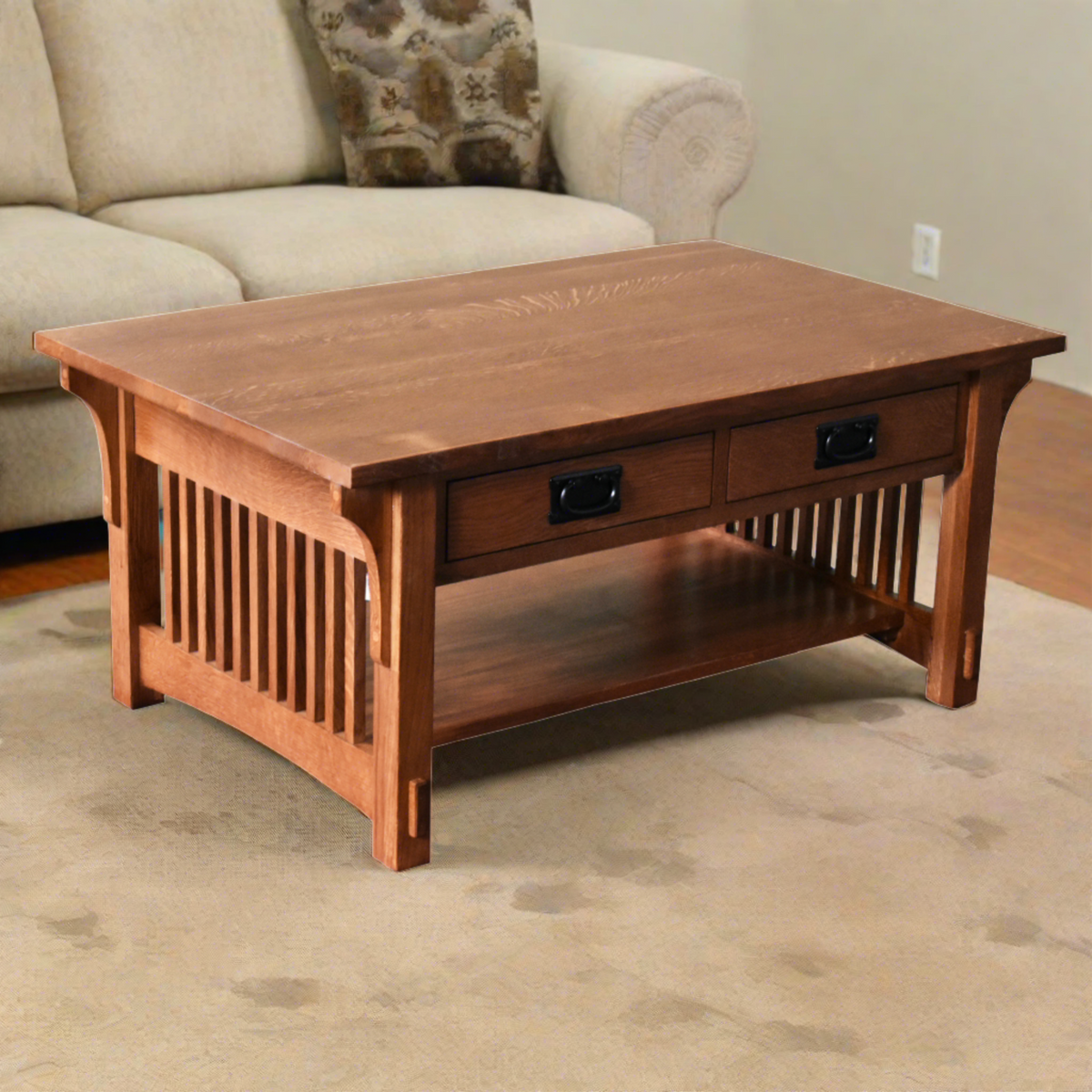 Mission Crofter 4 Drawer Coffee Table with Spindles - 40