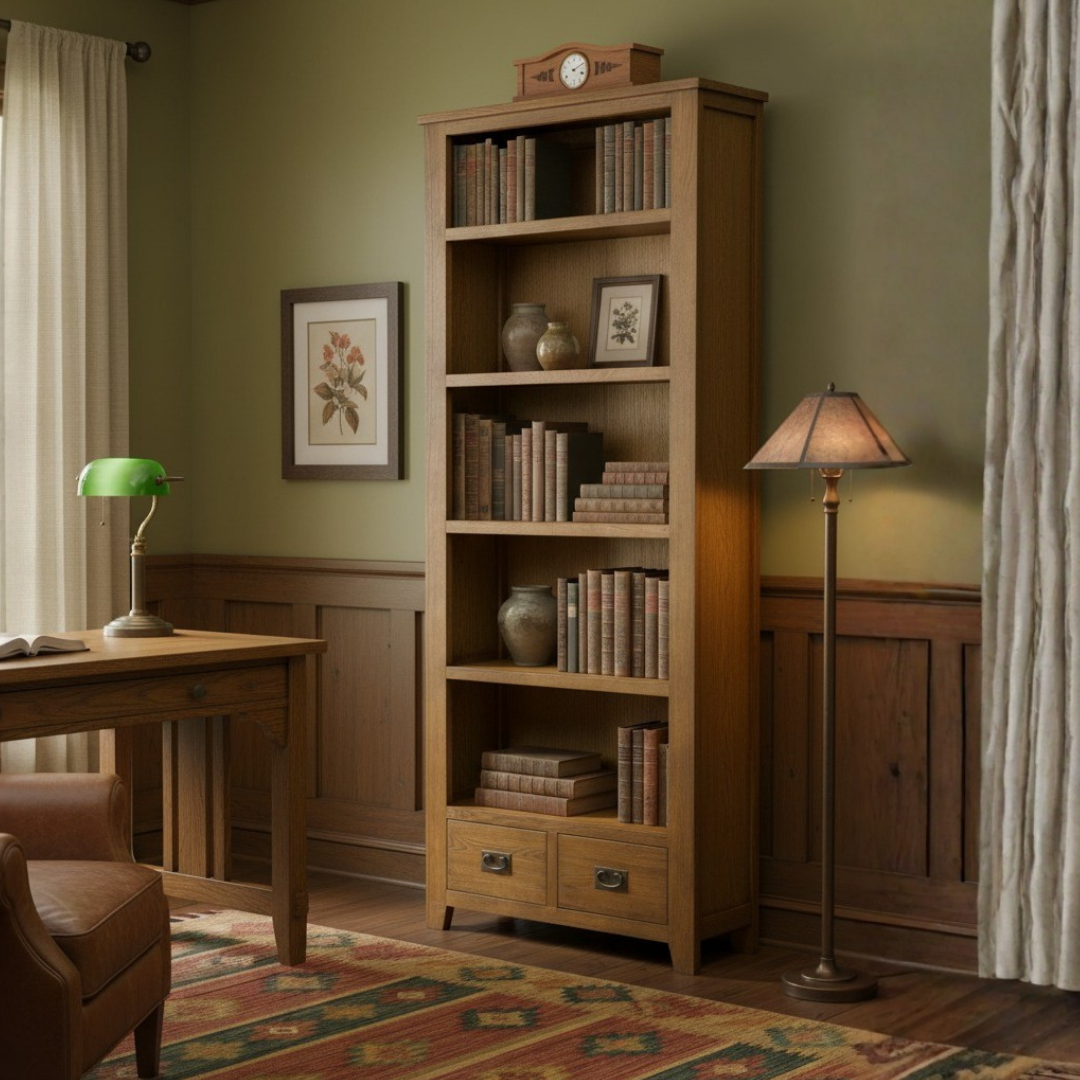 チェスト・キャビネット Antique Book open Shelf Caster Mission Style / Arts & Crafts Solid Quarter Sawn Oak Bookcase