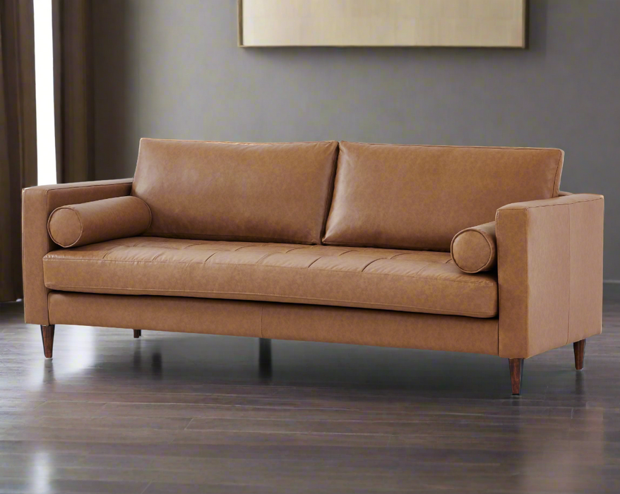 Alessandra Modern Contemporary Eco Leather Sofa - Light Brown