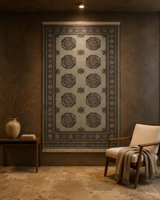 Hand-Knotted Pakistani Bokhara Rug – 100% Wool, 4' 6" x 6' 6"