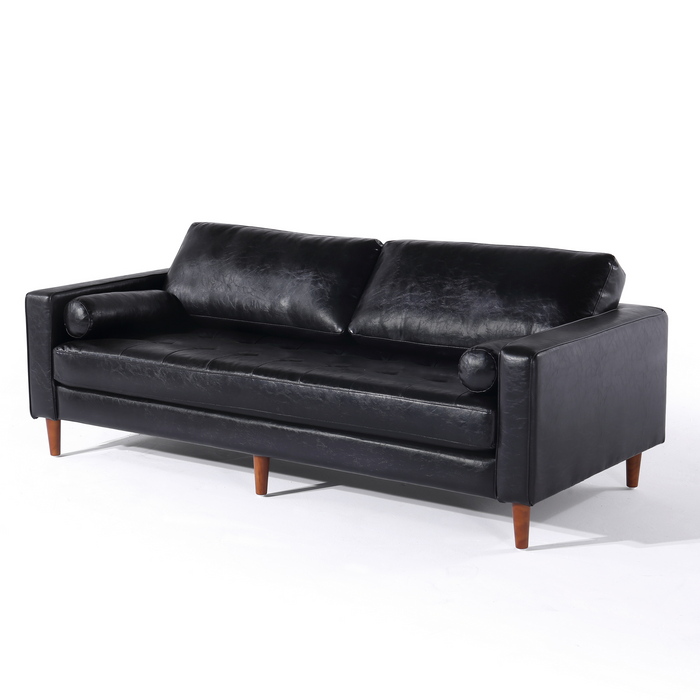 Cosmic Modern Contemporary Leather Sofa - Black