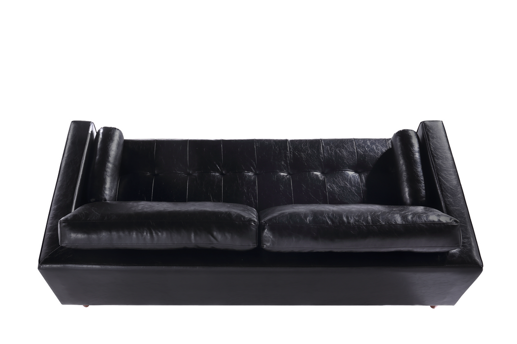 Cosmic Modern Contemporary Leather Sofa - Black