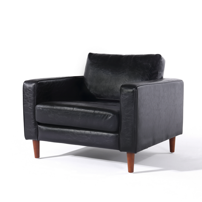 Cosmic Modern Contemporary Leather Armchair- Black