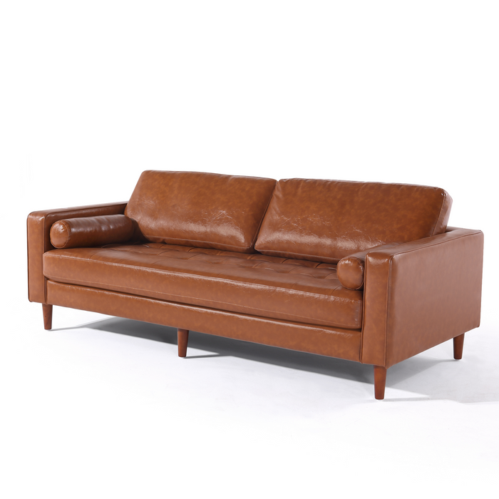 Cosmic Modern Contemporary Leather Sofa - Light Brown