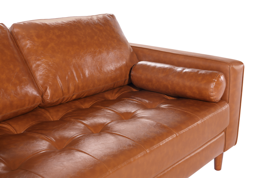 Cosmic Contemporary Leather Loveseat - Light Brown