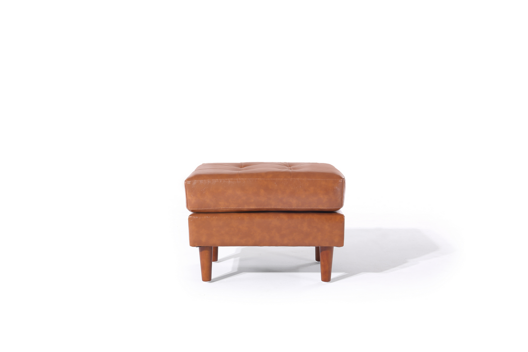 Cosmic Modern Leather Ottoman / Footstool - Light Brown