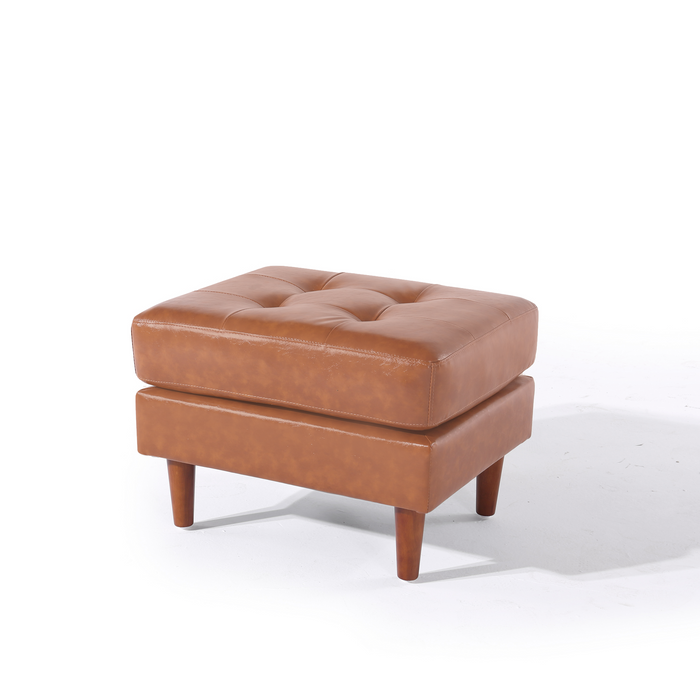 Cosmic Modern Leather Ottoman / Footstool - Light Brown