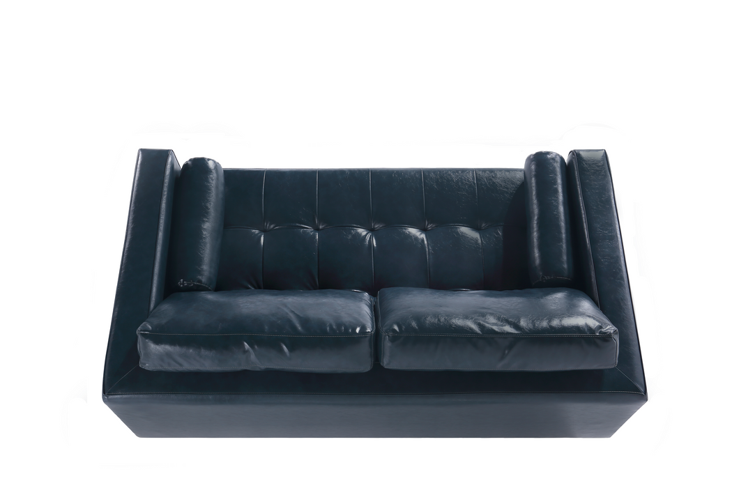 Cosmic Contemporary Leather Loveseat - Blue