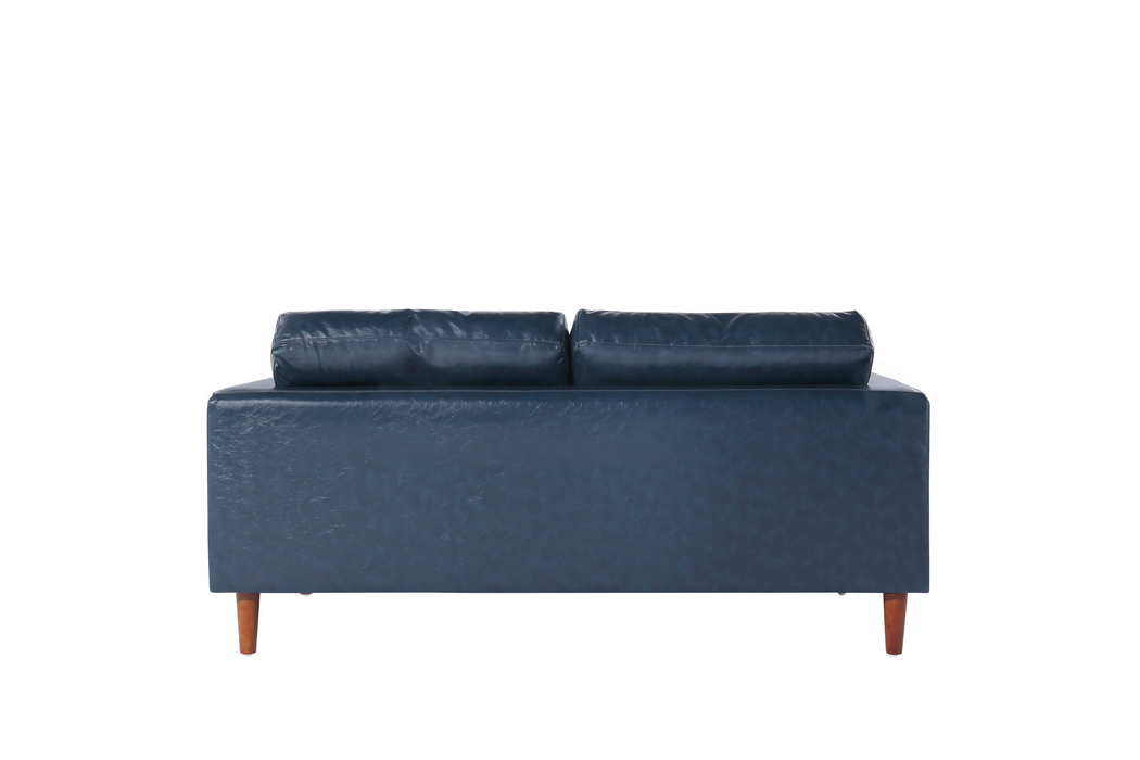 Cosmic Contemporary Leather Loveseat - Blue