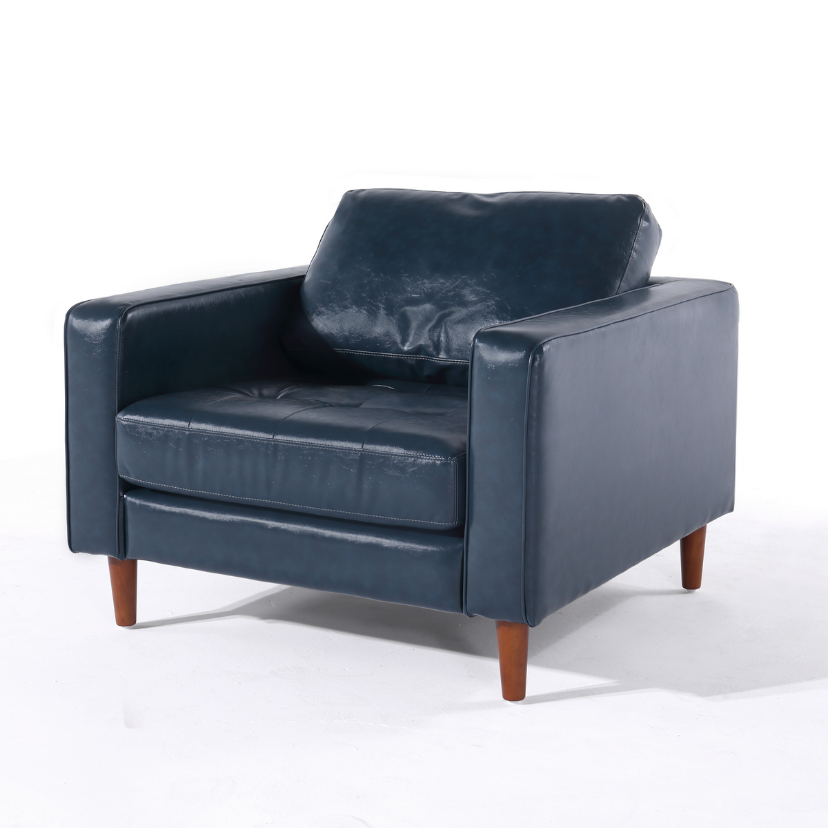 Cosmic Modern Contemporary Leather Armchair Blue Crafters and