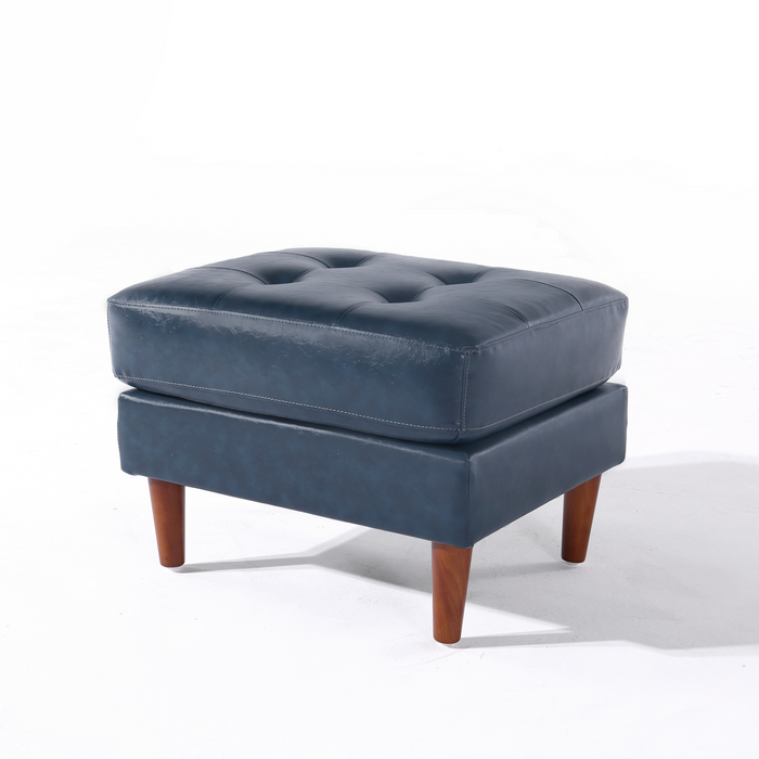 Cosmic Modern Leather Ottoman / Footstool - Blue
