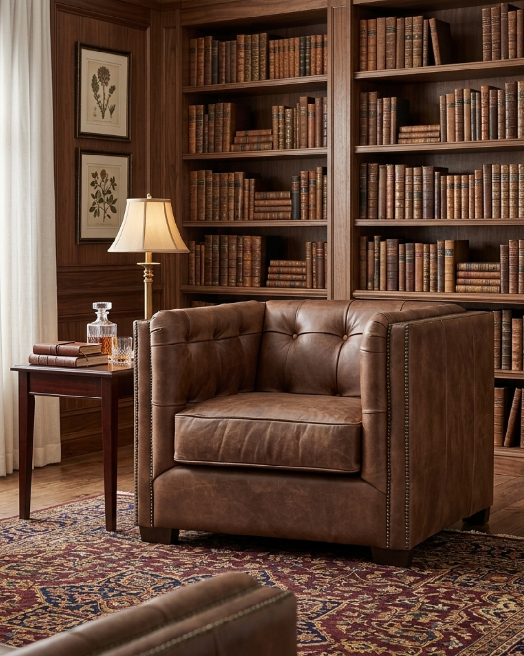 趣味は焼き芋さん専用　ダークブラウン レザー チェア Tuxedo Leather Arm Chair - Bark Brown — Crafters and Weavers