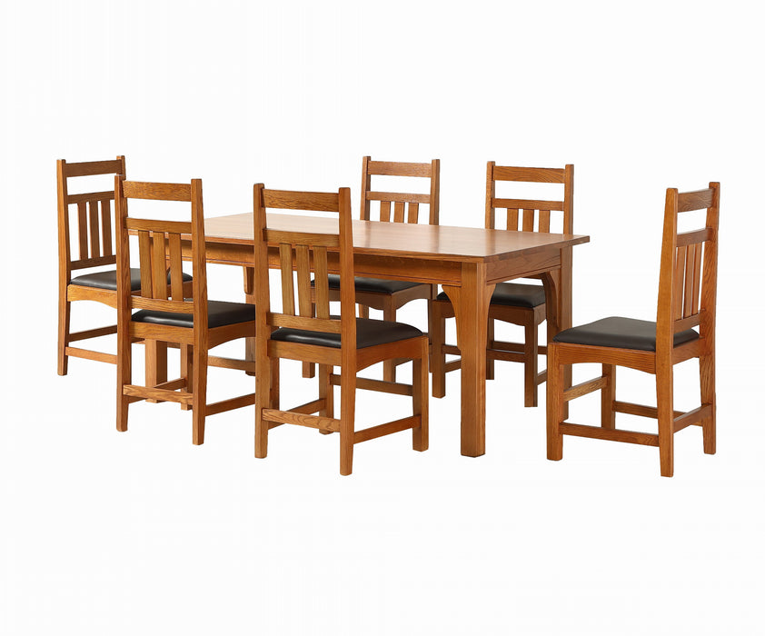 Mission 70" Solid Oak Dining Table Set with 6 Dining chairs - Michaels Cherry