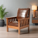 Craftsman / Mission Leather and Oak Armchair - Chestnut