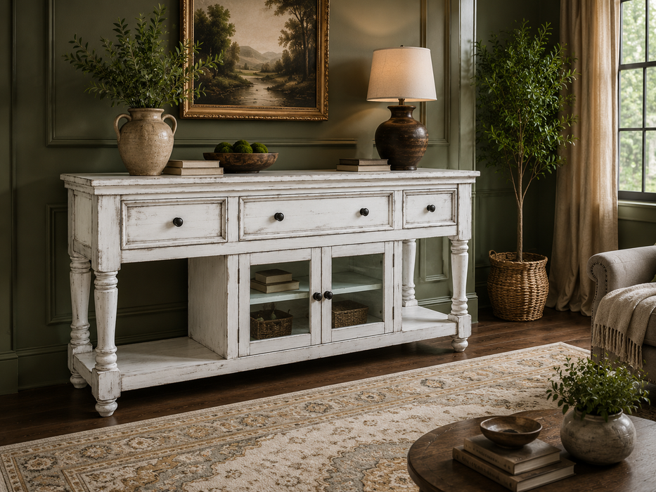 Varona Mango Wood White TV Stand - 70"