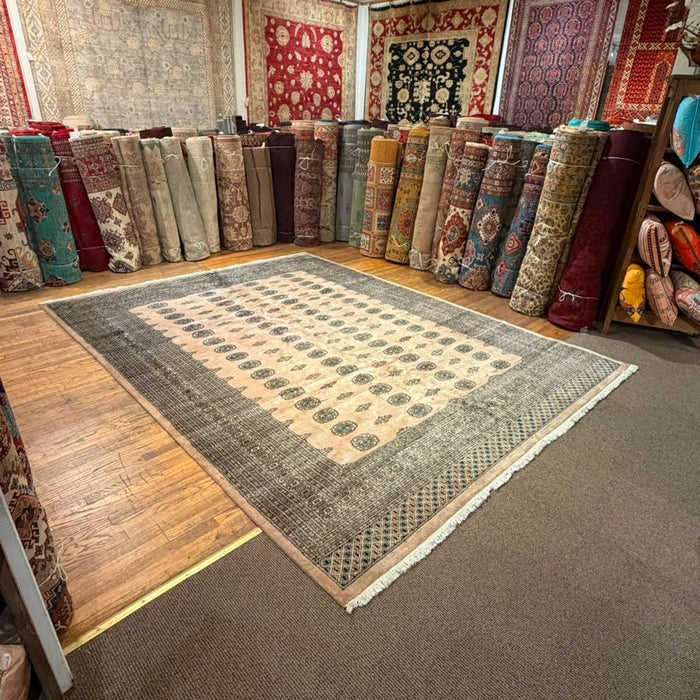 Hand-Knotted Pakistani Bokhara Rug – 100% Wool, size 9' x 12'