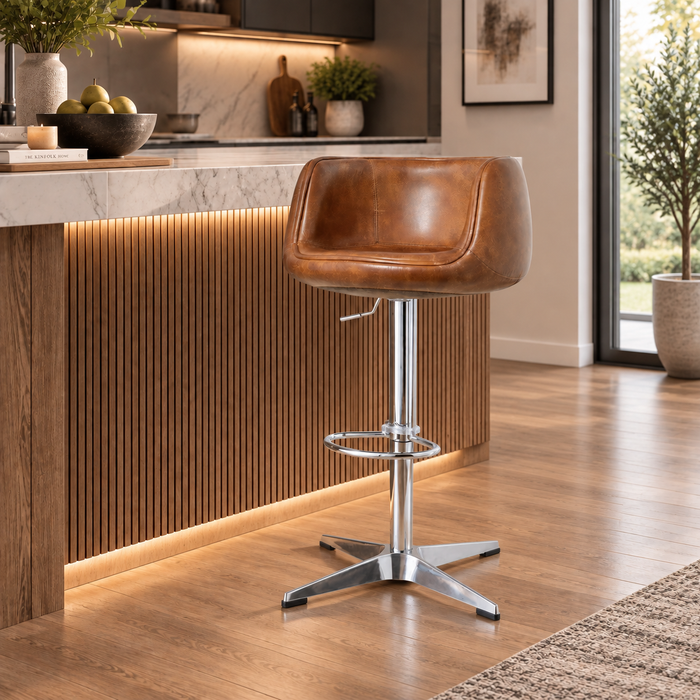 Aviator Adjustable Height Bar Stool - Leather