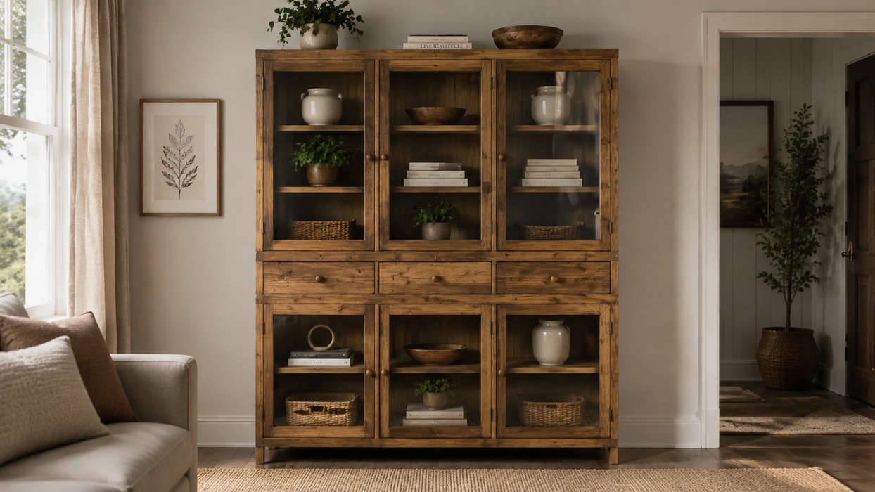 Rustiic-Modern Farmhouse Solid Wood Sideboard and Hutch