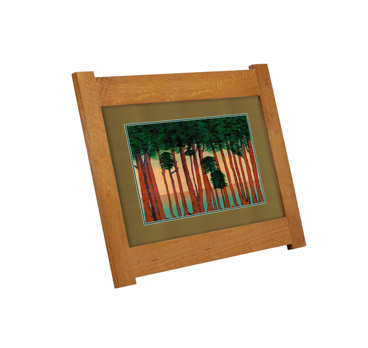 Arts & Crafts Mission Oak Framed Art with Silent Forest Michael's Cherry