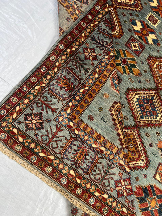 Hand-Knotted Vegetable Dye Kazak Rug from Pakistan, 9' 5" x 12' 9"
