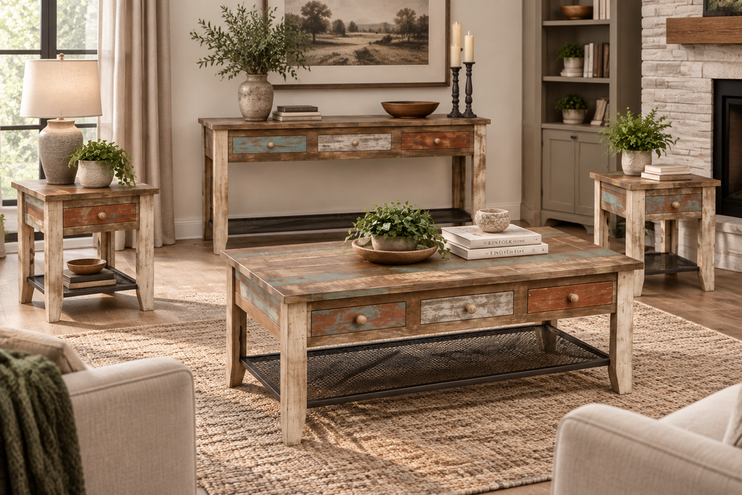 Antique, 3 Drawer Sofa Table