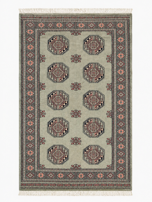 Hand-Knotted Pakistani Bokhara Rug – 100% Wool, 4' 6" x 6' 6"