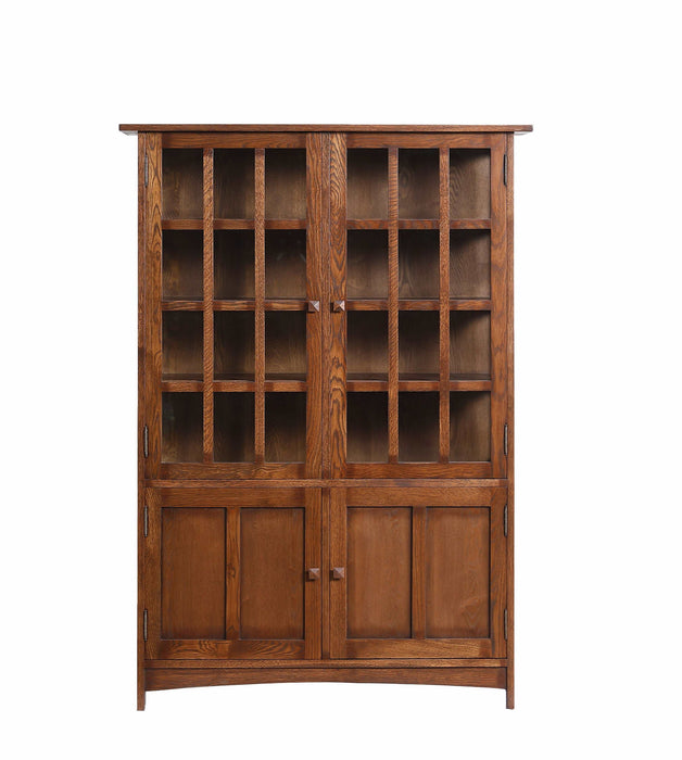 Pre-Order Mission Oak 4 Door Display China Cabinet - Walnut - 49"W